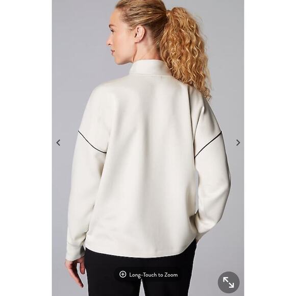 J Jill Double knit piped Quarter zip Size xl tall Athletic Athleisure Nautical - Picture 2 of 10